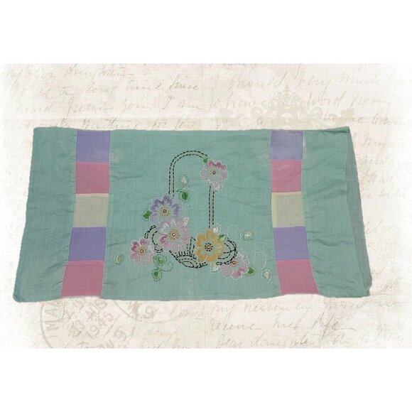 Handmade Other - Pillow Case Cover 1950s Hand Embroidered Floral Baby Nursery 22"